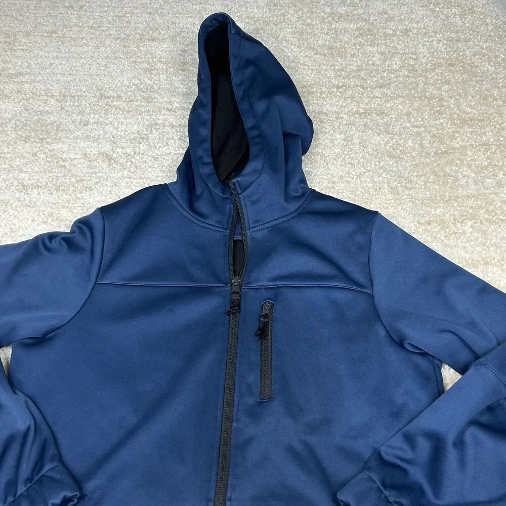 Swiss tech Jacket Youth XL Navy Hooded Fleece Lined Softshell Full Zip Pockets